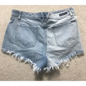 Volcom Denim Shorts Frayed Hem High Waist Blue Wash Women's Size 31‎